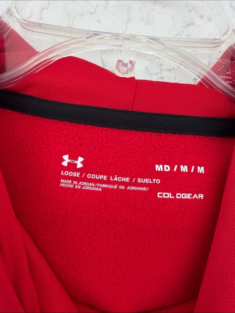 Under Armour Red loose fit Pullover Hoodie with Black Logo size M